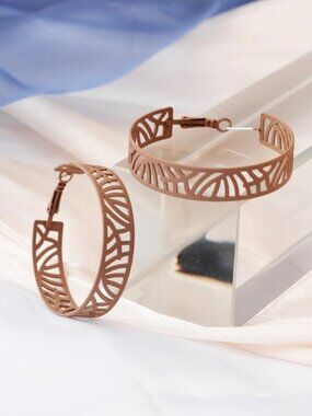 Tristen Shayelle Colorful Abstract Large Hoop Earrings Brown Gift Packaged